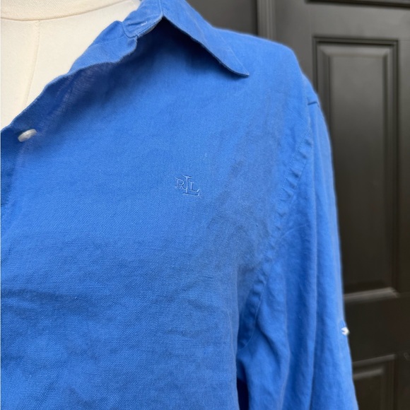 Ralph Lauren Polo Bright Blue Vintage Button-Up Shirt Women’s Large - Picture 2 of 6
